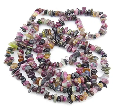 1 Strand Natural Multi Colors Tourmaline Gemstone Smooth Free Form 5-8mm Loose Stone Chip Beads 33 Inch for Jewelry Craft Making GZ1-11