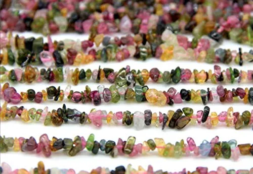 1 Strand Natural Multi Colors Tourmaline Gemstone Smooth Free Form 5-8mm Loose Stone Chip Beads 33 Inch for Jewelry Craft Making GZ1-11