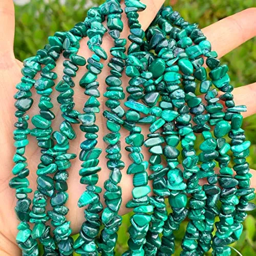 1 Strand Top Quality Natural Green Malachite Gemstones Smooth Chips Beads Free-Form Loose Beads 33 Inch for Jewelry Craft Making GZ1-32