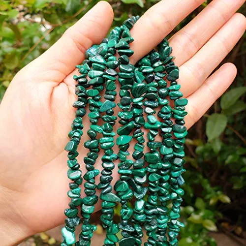 1 Strand Top Quality Natural Green Malachite Gemstones Smooth Chips Beads Free-Form Loose Beads 33 Inch for Jewelry Craft Making GZ1-32