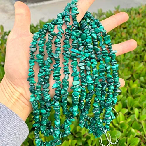 1 Strand Top Quality Natural Green Malachite Gemstones Smooth Chips Beads Free-Form Loose Beads 33 Inch for Jewelry Craft Making GZ1-32