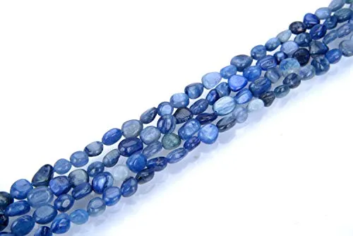 1 Strand Top Quality Natural Kyanite Blue Crystals Gemstone 6-8mm Free Form Oval Pebbly Stone Beads 15 inch for Jewelry Craft Making GZ11-38