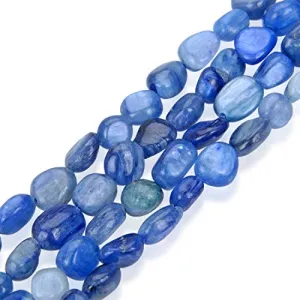 1 Strand Top Quality Natural Kyanite Blue Crystals Gemstone 6-8mm Free Form Oval Pebbly Stone Beads 15 inch for Jewelry Craft Making GZ11-38