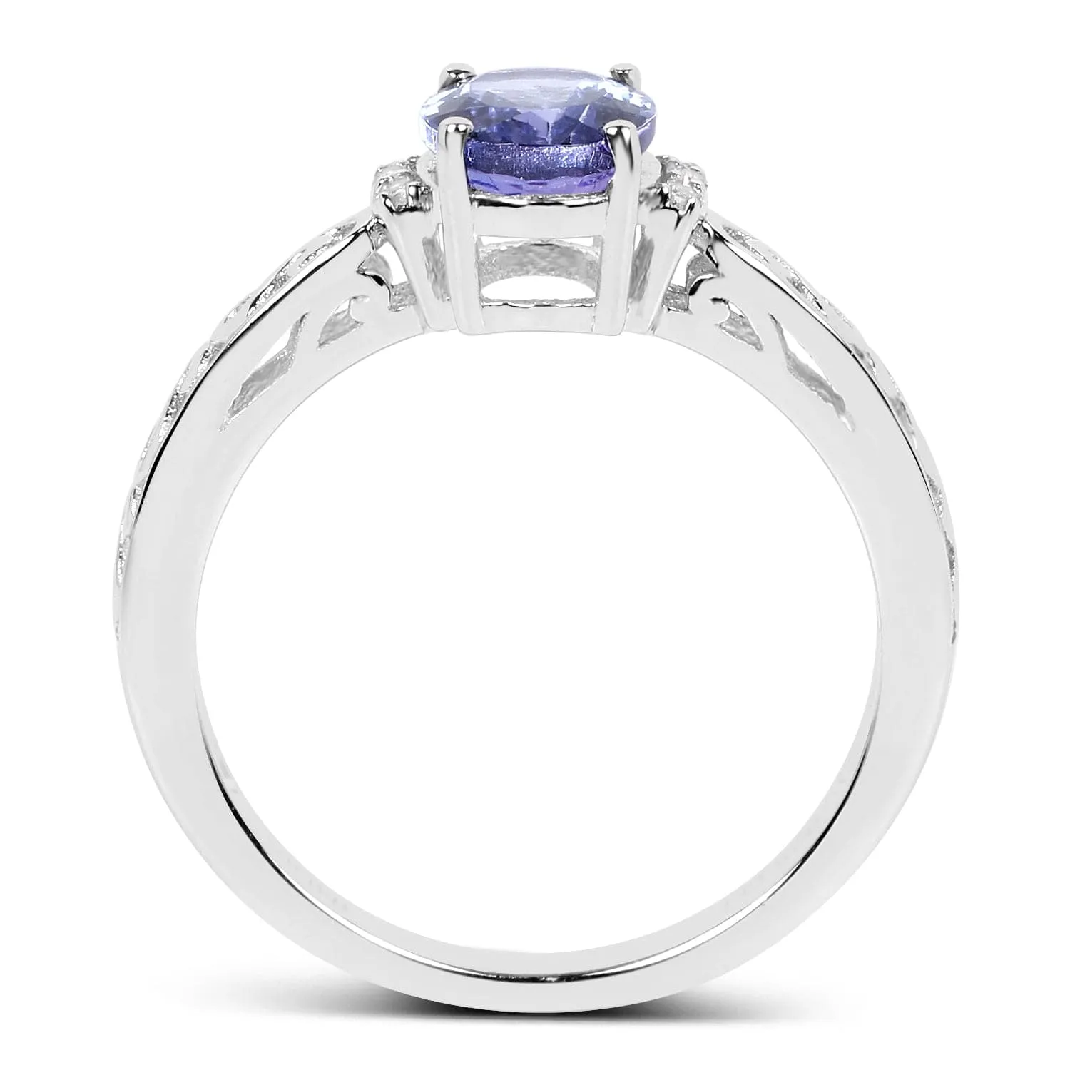 1.15ct Tanzanite Solitaire Ring in Sterling SIlver Geniune Gemstone