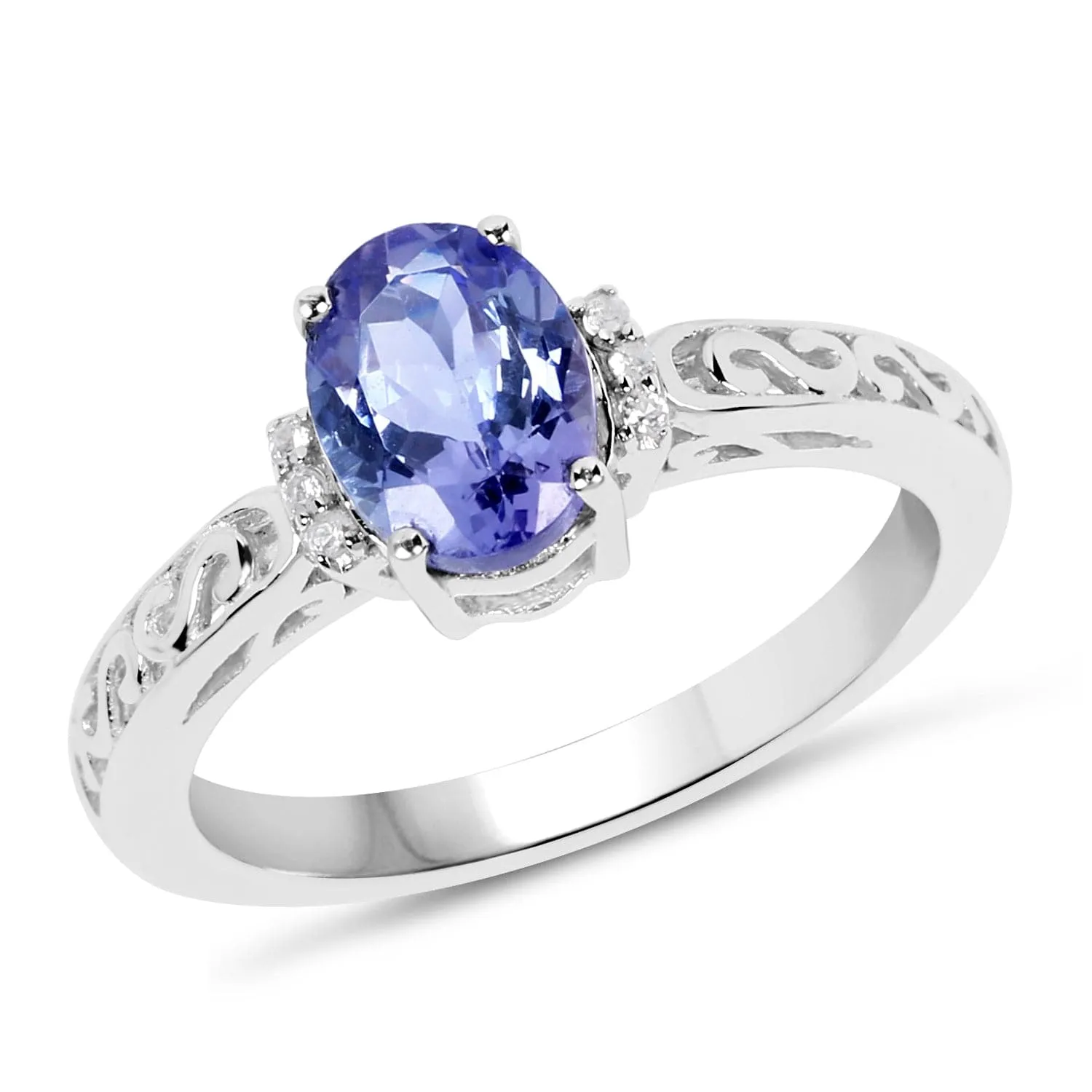 1.15ct Tanzanite Solitaire Ring in Sterling SIlver Geniune Gemstone