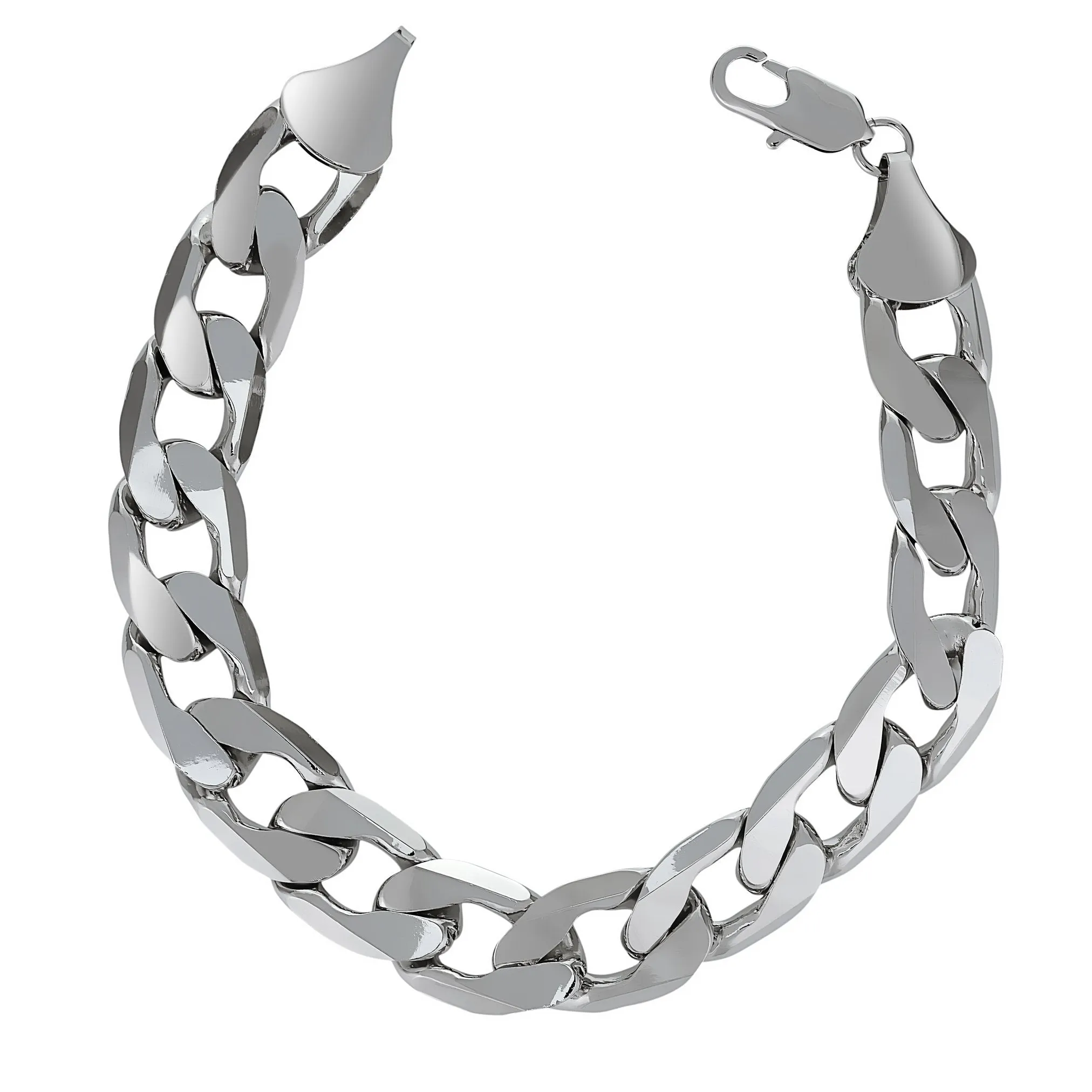 12mm Silver Filled Bonded Cuban Curb Bracelet 8/8.5 Inch