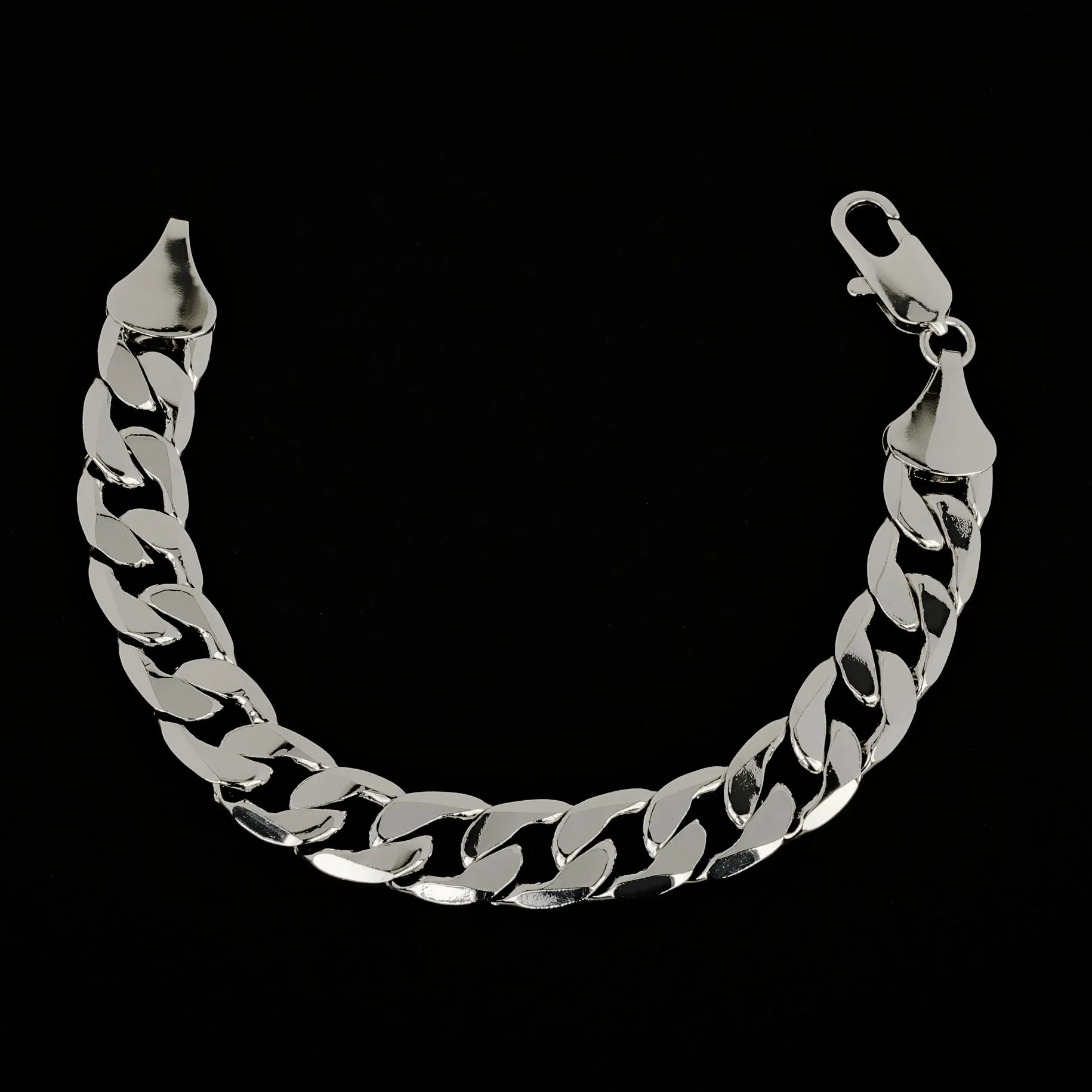 12mm Silver Filled Bonded Cuban Curb Bracelet 8/8.5 Inch