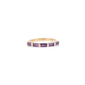 14K Gold Amethyst Gemstone Dainty Band