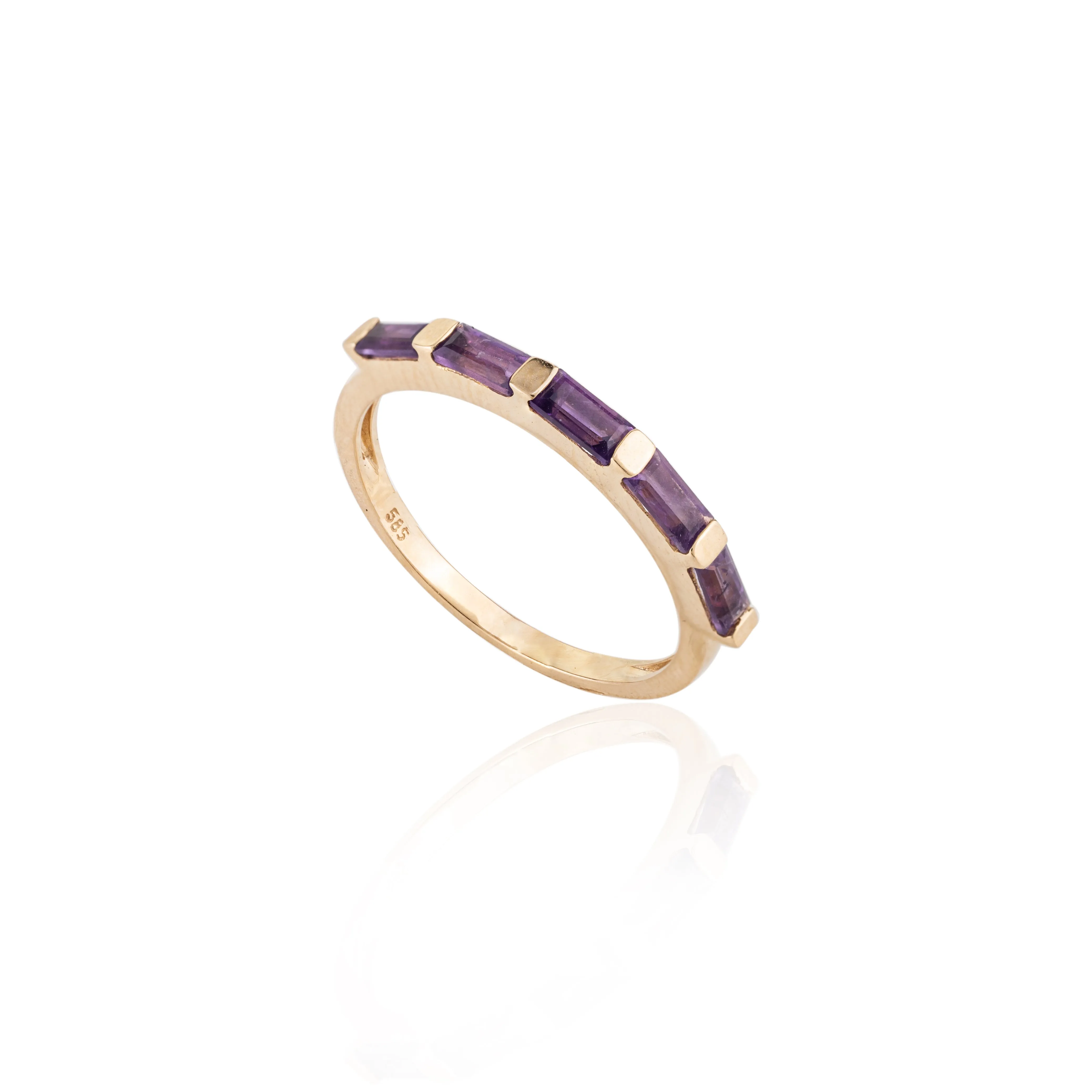 14K Gold Amethyst Gemstone Dainty Band