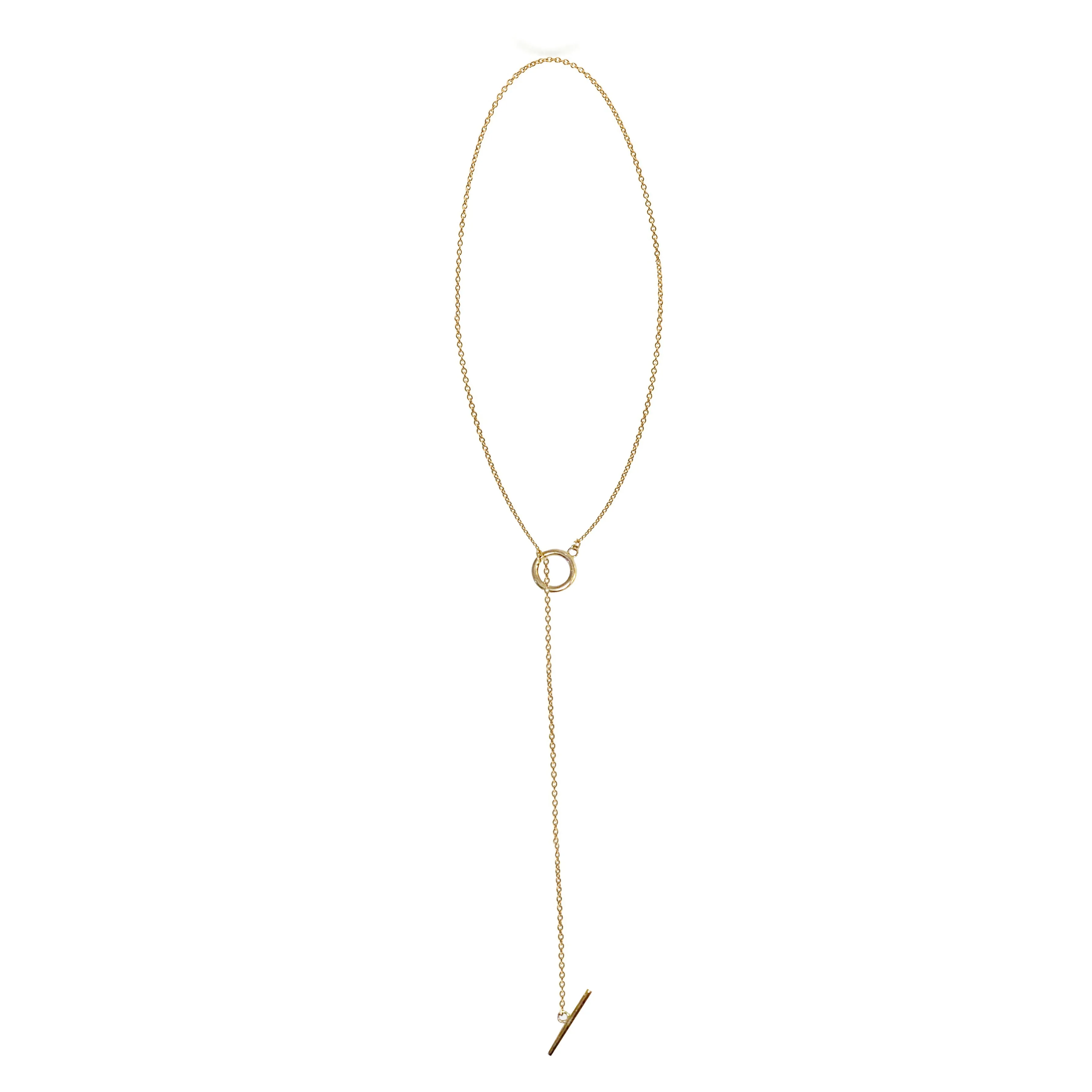 14k T-Bar Necklace with Charm Clip