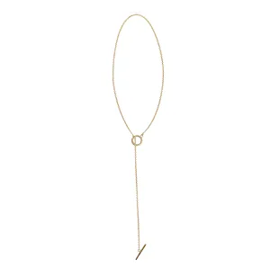 14k T-Bar Necklace with Charm Clip