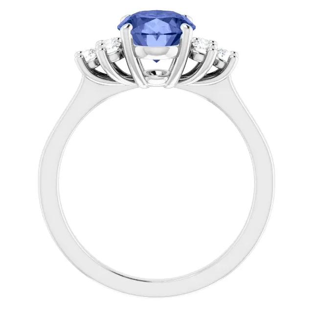 14k White Gold 1.27 Ct Iolite, 0.25 Ct Diamond Ring