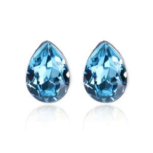 14K White Gold Plated Fairy Drops IOBI Crystals Stud Earrings for Woman