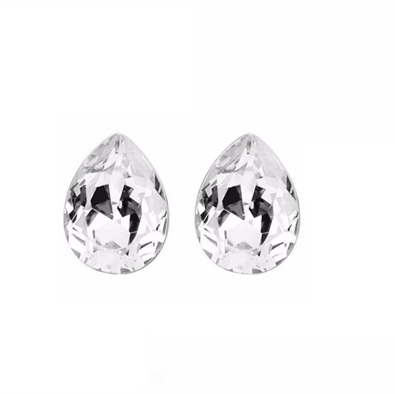 14K White Gold Plated Fairy Drops IOBI Crystals Stud Earrings for Woman