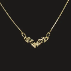 14k YELLOW GOLD BRANCH PENDANT NECKLACE SOLID LEAF CLASSIC EVERYDAY SIMPLE GIFT