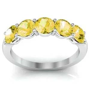 1.50cttw Shared Prong Yellow Sapphire Five Stone Ring