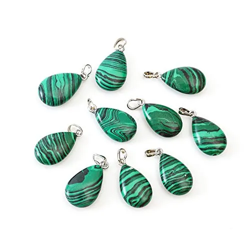 16pcs Lab Malachite Gemstone Pendant Healing Crystals Chakra Stones Rock Crystal Quartz for Jewelry Making G2P11-8