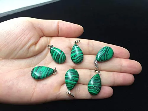 16pcs Lab Malachite Gemstone Pendant Healing Crystals Chakra Stones Rock Crystal Quartz for Jewelry Making G2P11-8