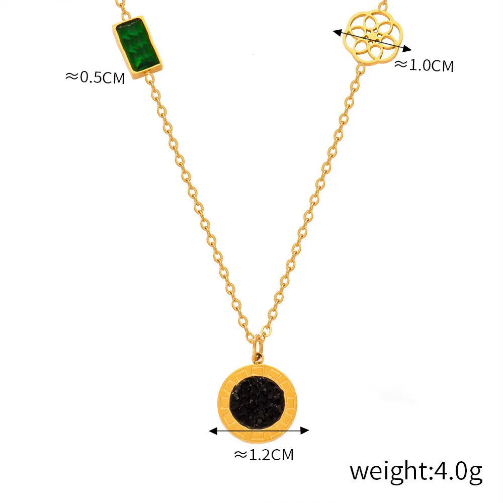 18K gold fashion personality smiley face/bow/geometric design versatile necklace