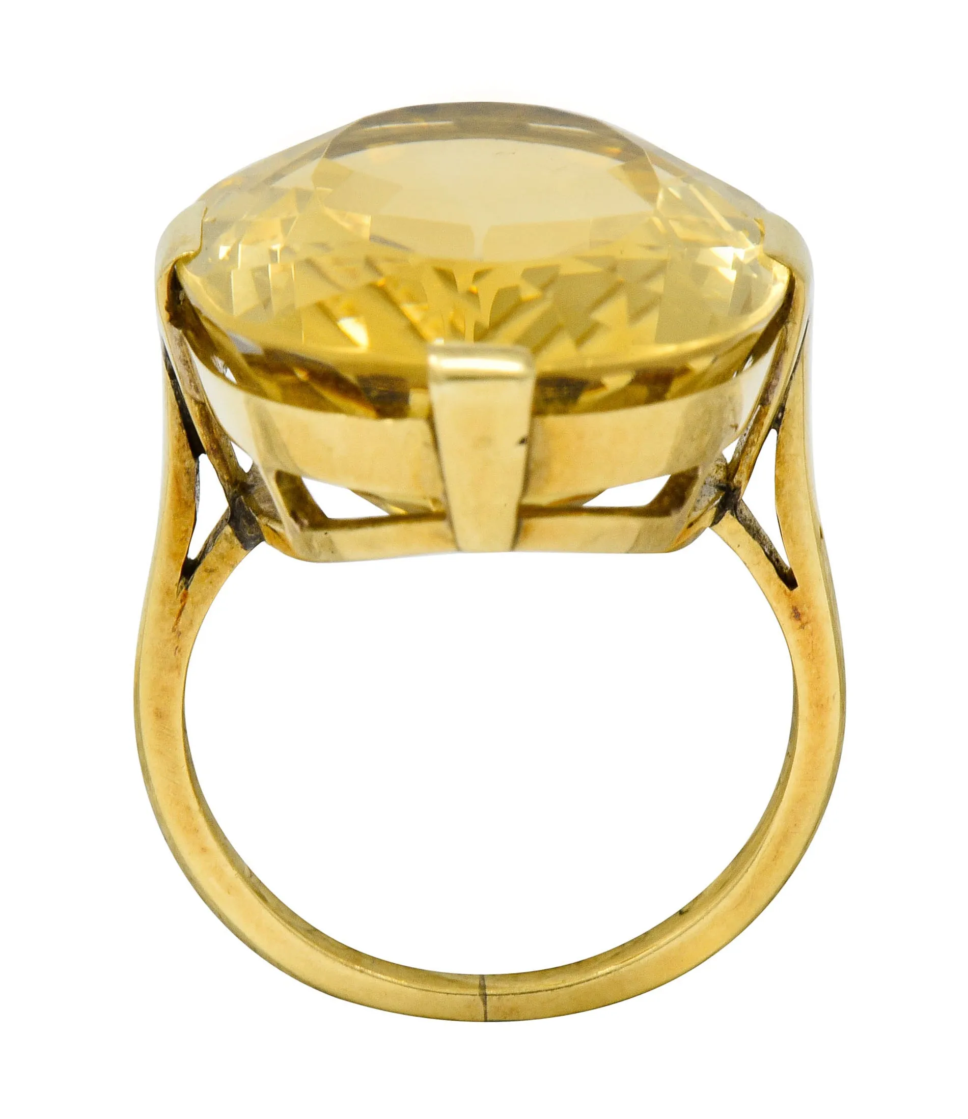 1940's Retro Citrine 14 Karat Gold Gemstone Statement Ring