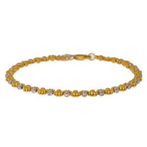 22K Multi Tone Gold Adjustable Bracelet W/ Double Beaded Strand