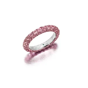 3 Sided Pink Sapphire and Rhodium Ring