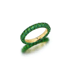 3 Sided Tsavorite & Green Rhodium Ring