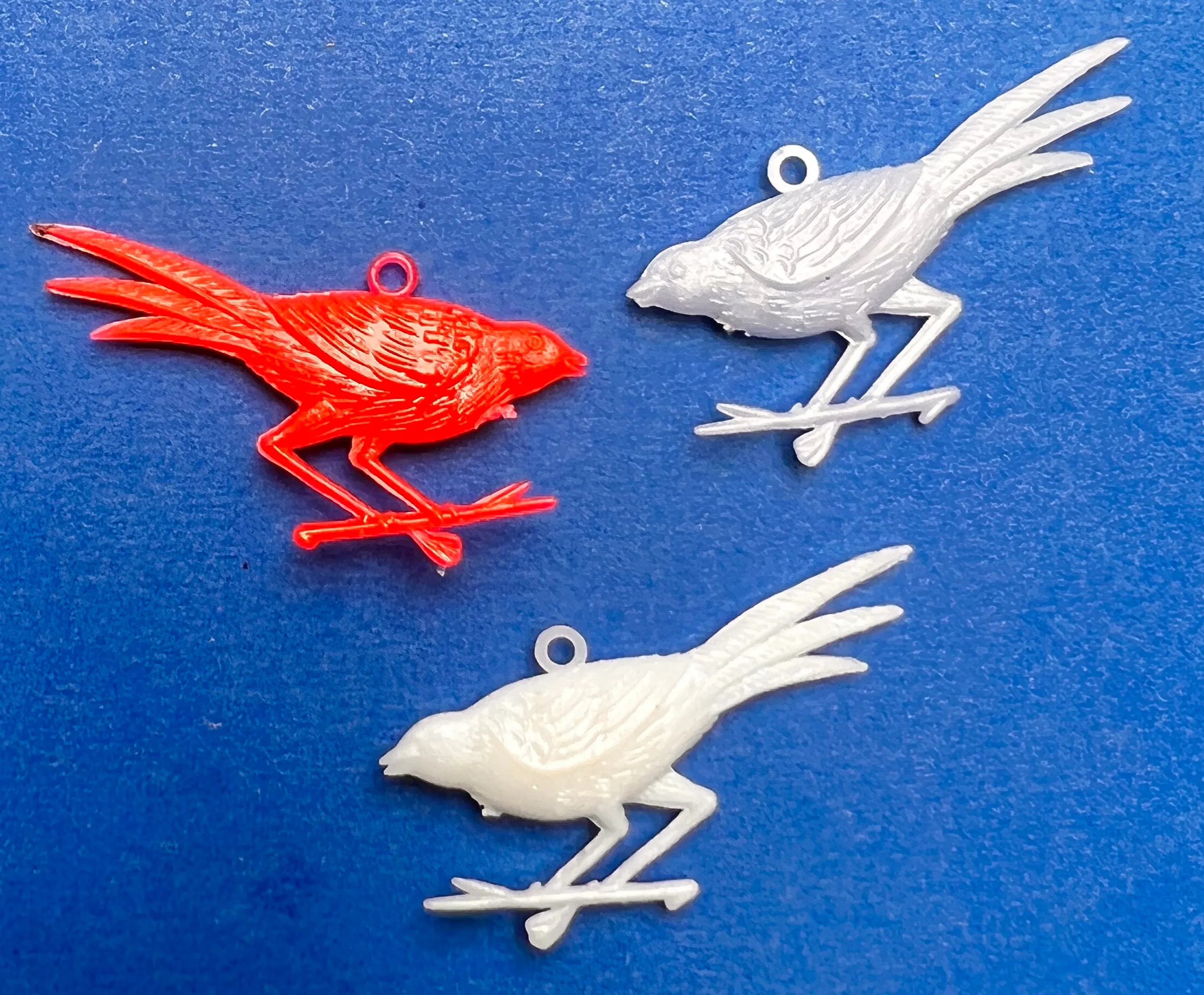 3 Vintage Bird Charms - 3cm long