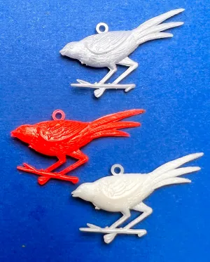 3 Vintage Bird Charms - 3cm long