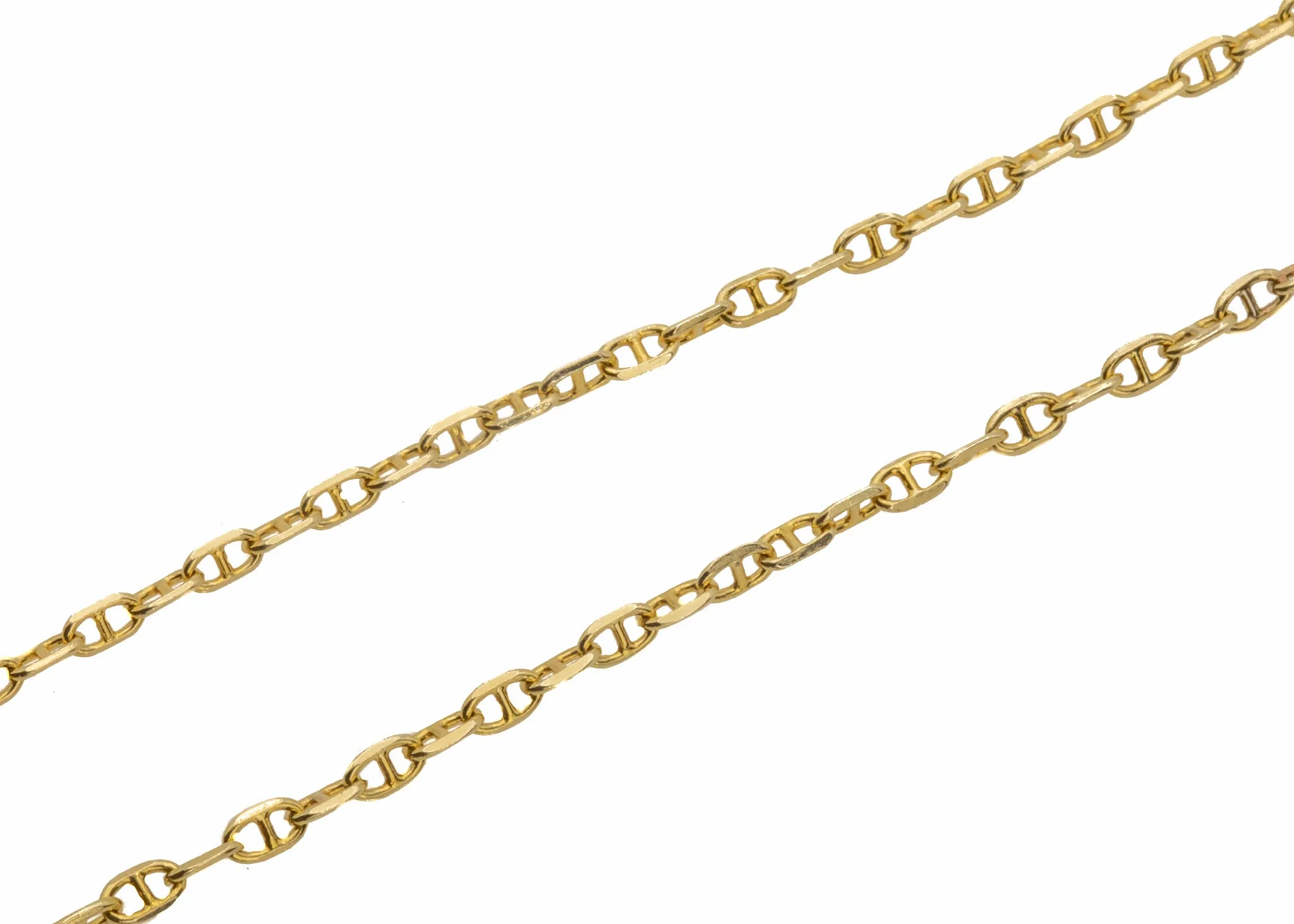 32" Antique 14ct Gold Dainty Mariner-Link Chain Necklace, 9.4g