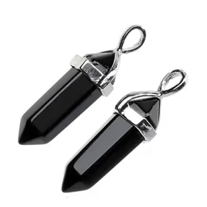 8pcs Natural Obsidian Gemstone Pendant Healing Crystals Chakra Gem Stones Rock Crystal Quartz for Jewelry Craft Making G2P-C15