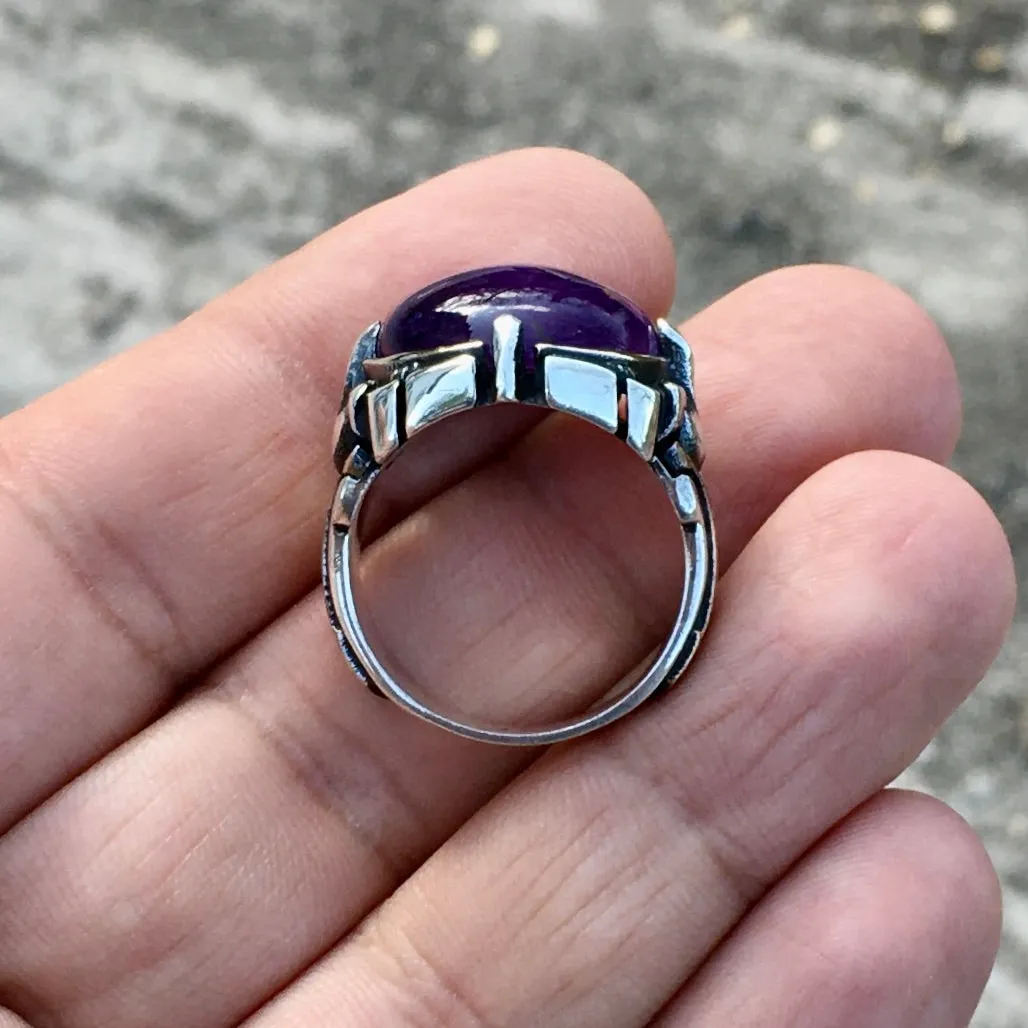 925 Sterling Silver Purple Amethyst Ring Men's Jewelry natural gemstone