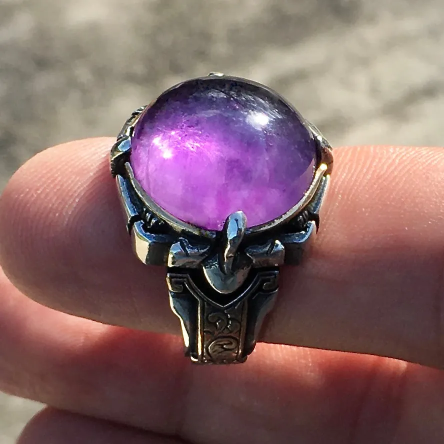 925 Sterling Silver Purple Amethyst Ring Men's Jewelry natural gemstone