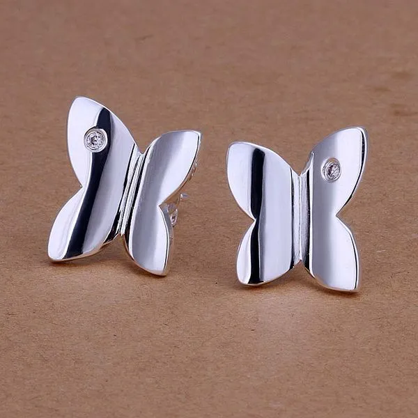 Abstract Butterfly Silver Stud Earrings for Women