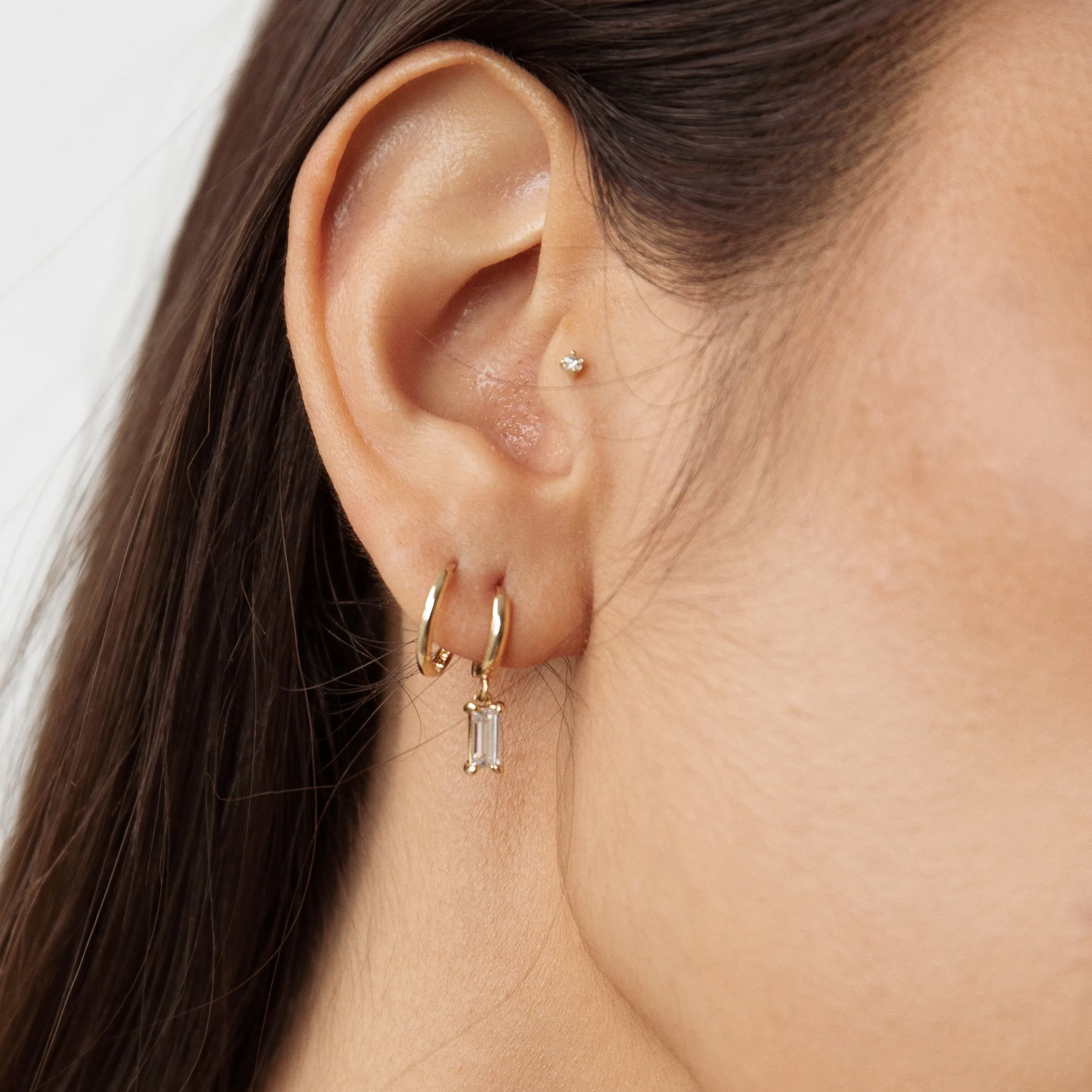 Allure baguette sleeper Earring (single) - 14K/ 18K Gold