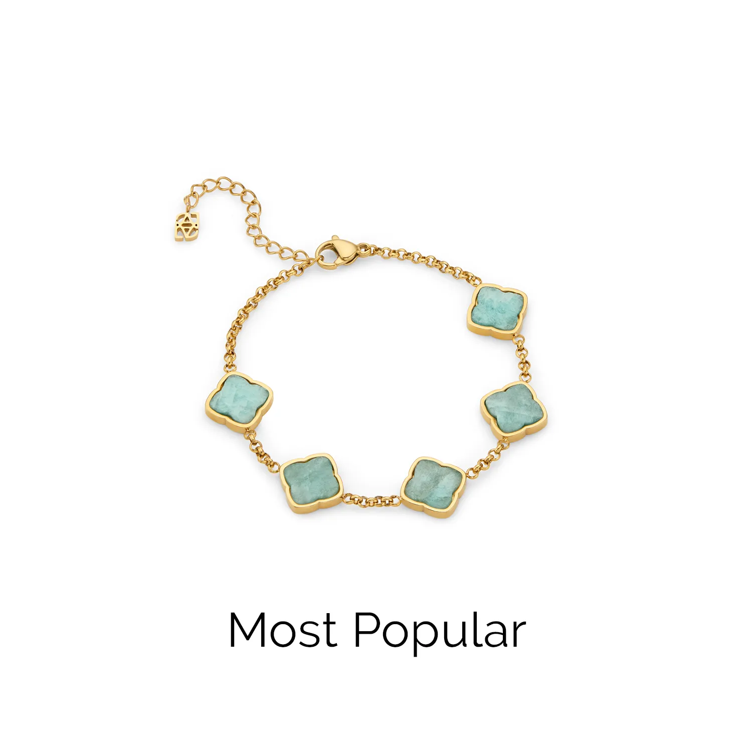 Amazonite Multi Clover Bracelet (Gold)