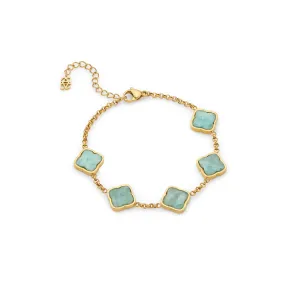 Amazonite Multi Clover Bracelet (Gold)