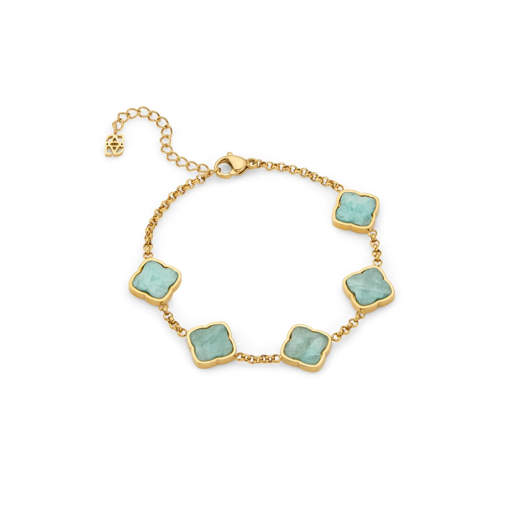 Amazonite Multi Clover Bracelet (Gold)