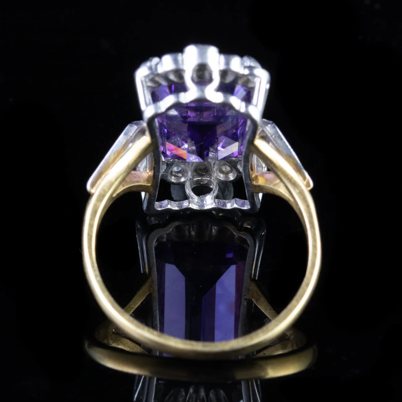 Amethyst And Paste Stone Ring 9Ct Gold On Silver