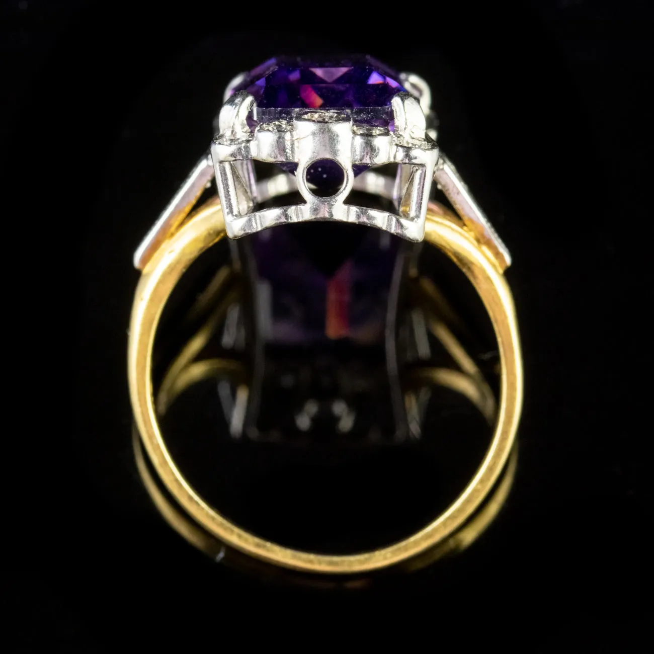 Amethyst And Paste Stone Ring 9Ct Gold On Silver