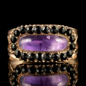 Antique Georgian 18Ct Gold Amethyst Sapphire Ring Circa 1800