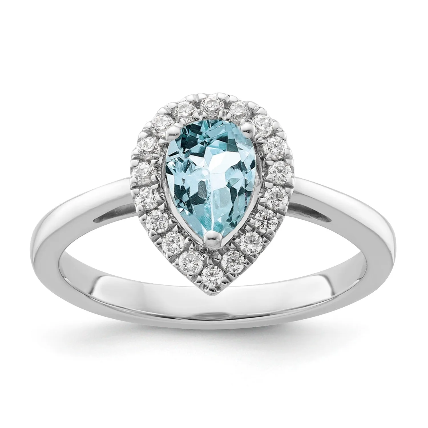 Aquamarine Diamond Halo Ring