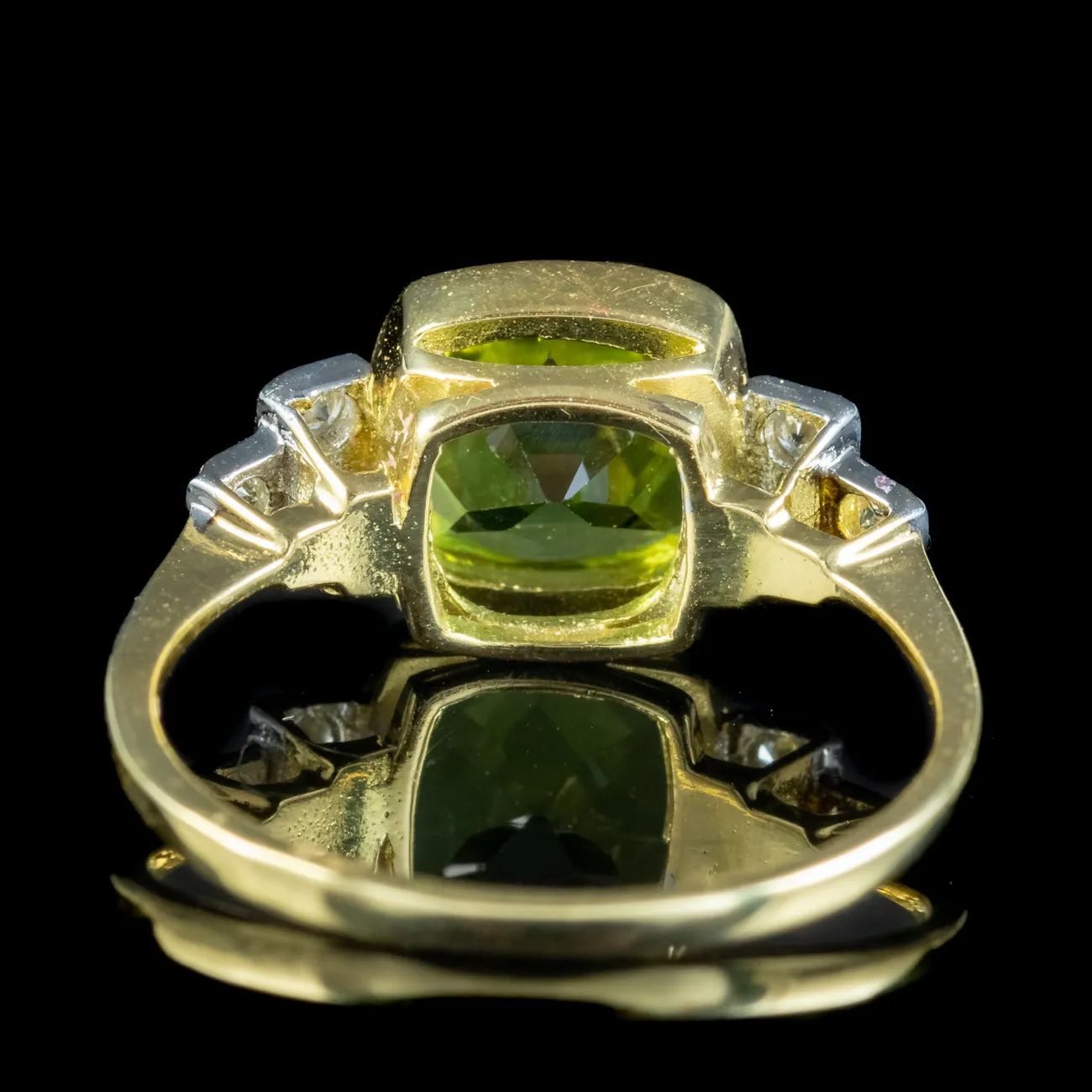 Art Deco Style Peridot Diamond Ring 2.2ct Peridot