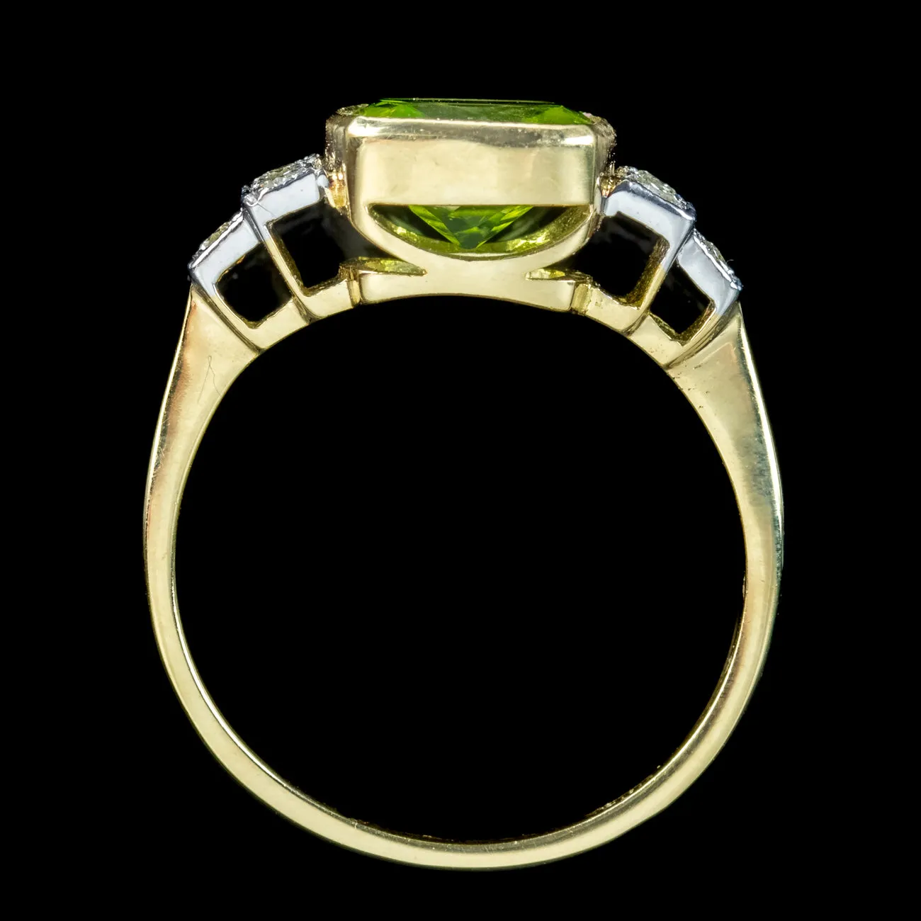 Art Deco Style Peridot Diamond Ring 2.2ct Peridot