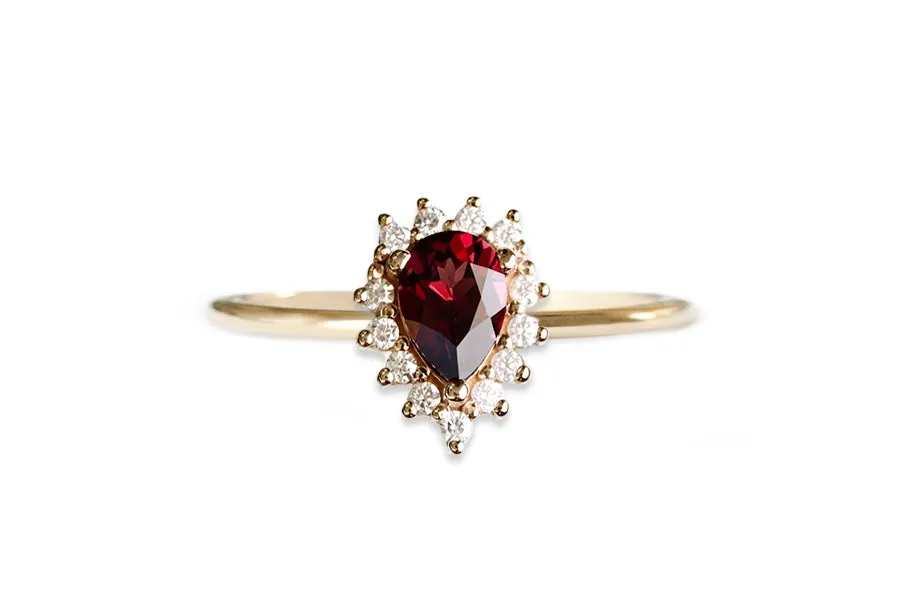 Aura Halo Pear Garnet Ring