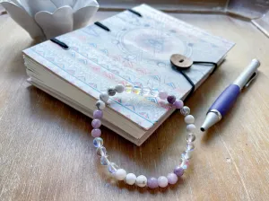 Back to School || Howlite, Lepidolite & Aura Quartz Beaded Bracelet || Reiki Infused