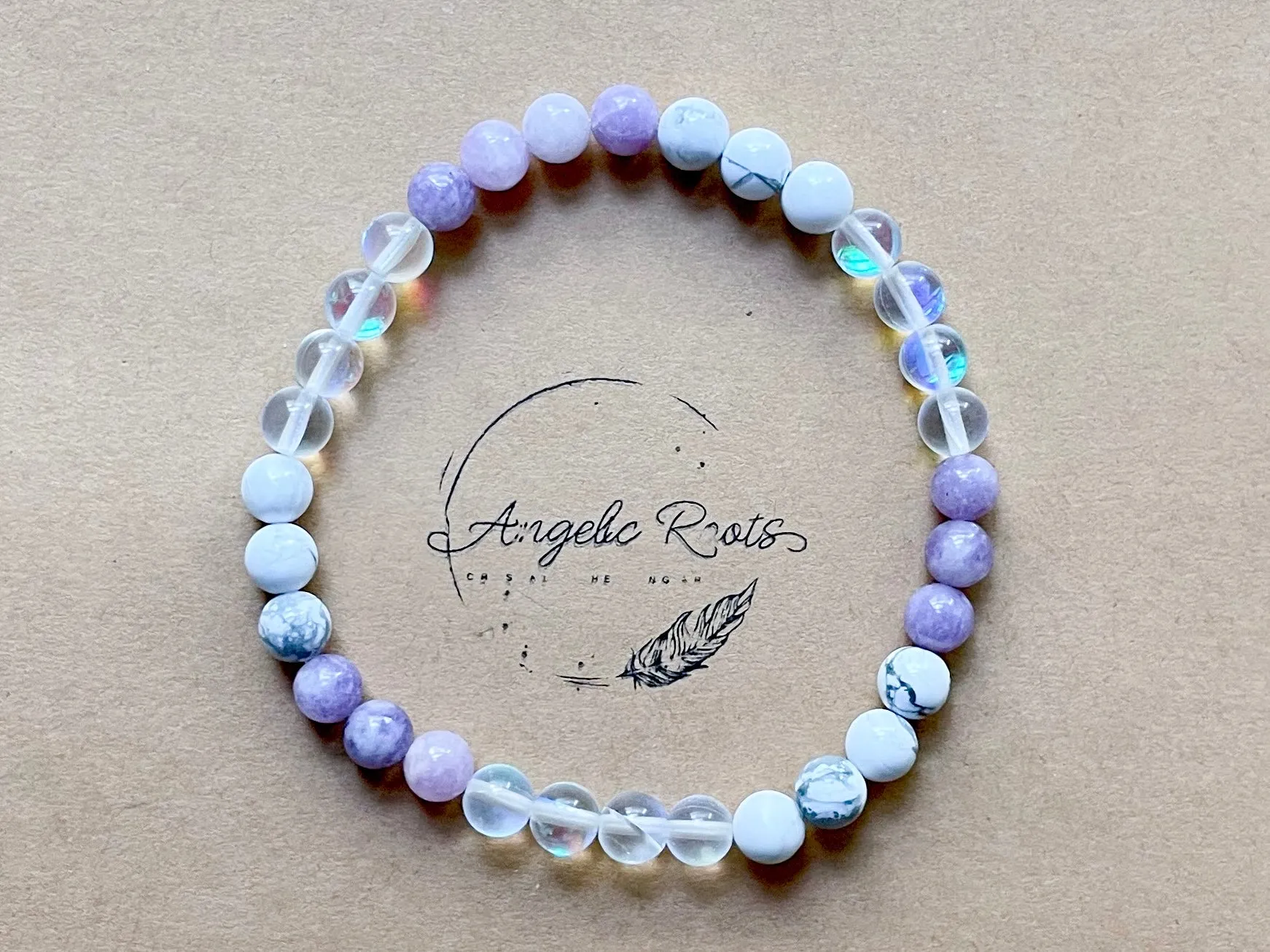 Back to School || Howlite, Lepidolite & Aura Quartz Beaded Bracelet || Reiki Infused