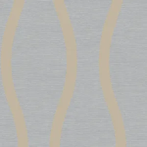 Beaded Wavy Stripe Wallpaper in Light Blue/Gold