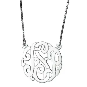 Better Jewelry Small .925 Sterling Silver Custom Three Letter Monogram Pendant Necklace (.9")