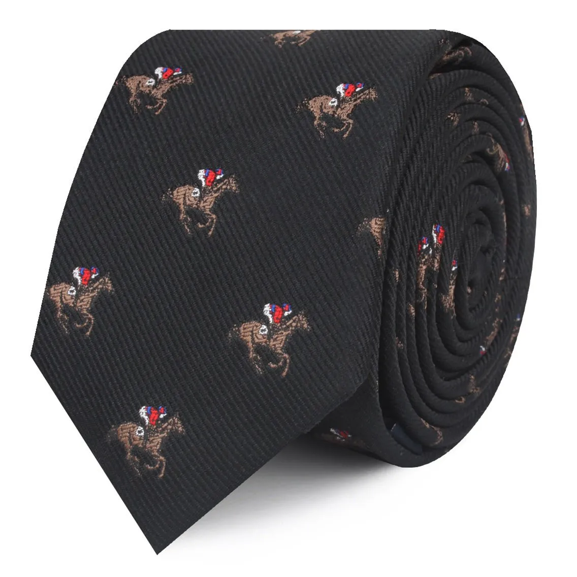 Black Melbourne Race Horse Skinny Tie